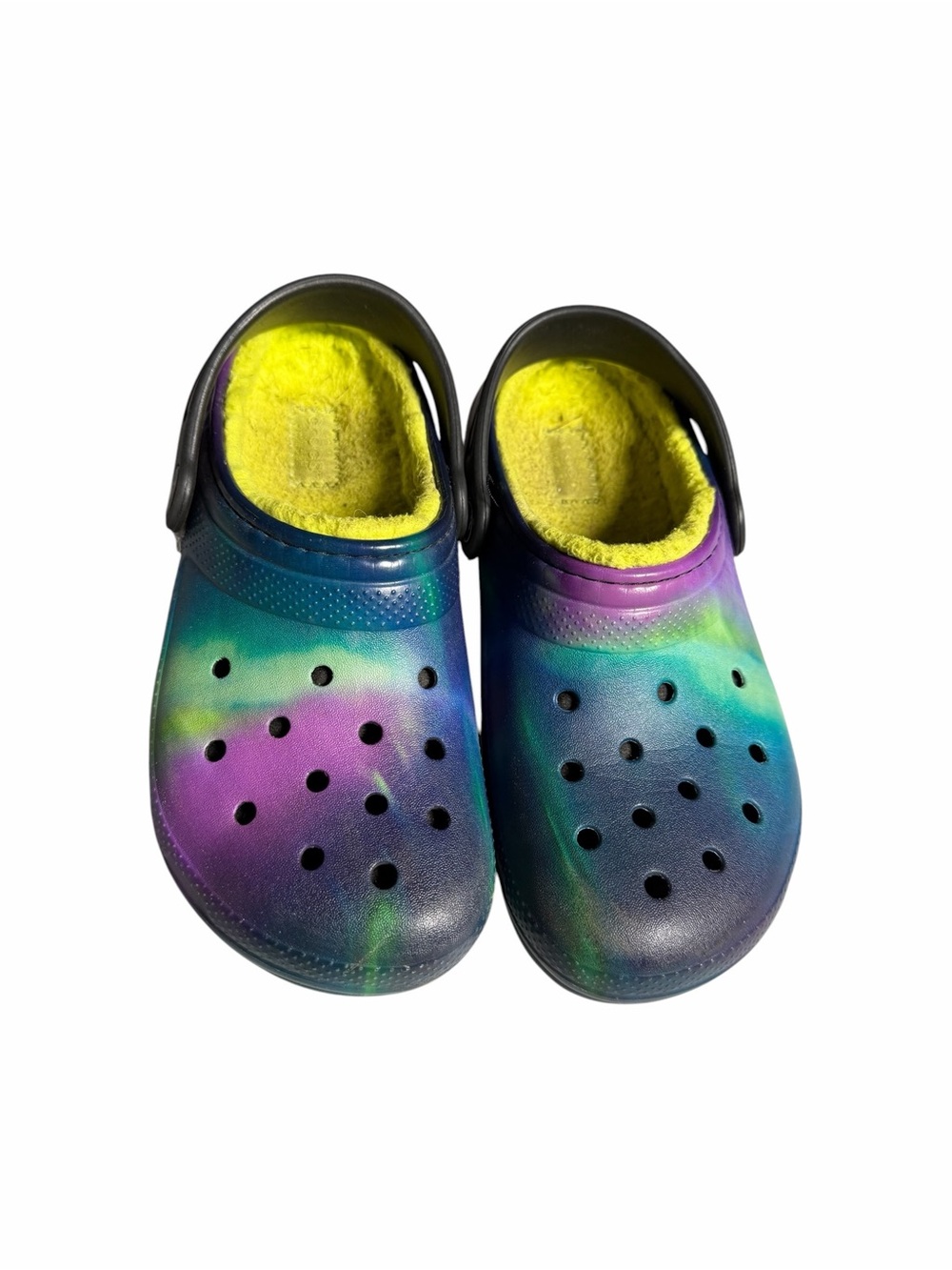 Kids Multicolor Fleece-Lined Clog - Purple/Blue/Green Size 2 J - Picture 4 of 11